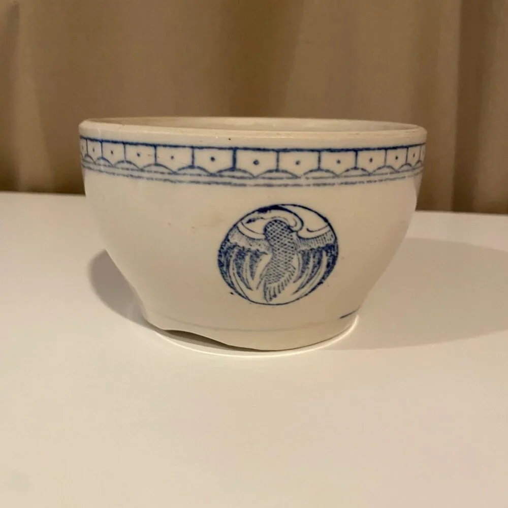 Antique Chinese Blue Crane Rice Bowl 5.5 Diameter‎ Porcelain